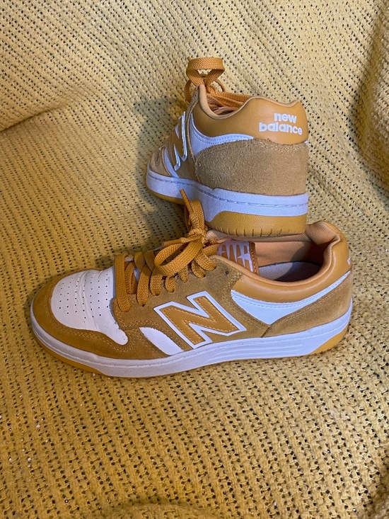 New Balance Other - New Balance 480 Mustard Yellow & White Leather Suede Sneakers | Women's 7